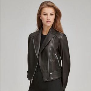 Andrew Marc Naked Pebble Leather Moto Jacket